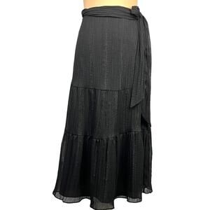 Woman’s Sheer Chiffon Tiered Peasant Skirt & Belt  Sz 8 Whimsigoth Balletcore